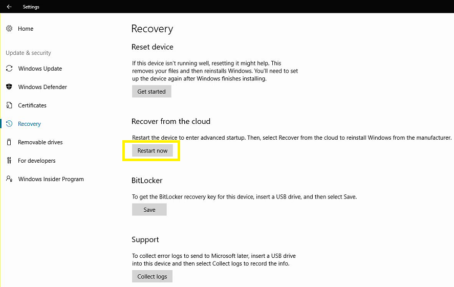 recover from the cloud
