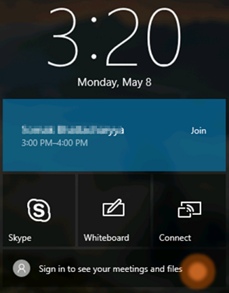 screenshot of Sign in option on Surface Hub