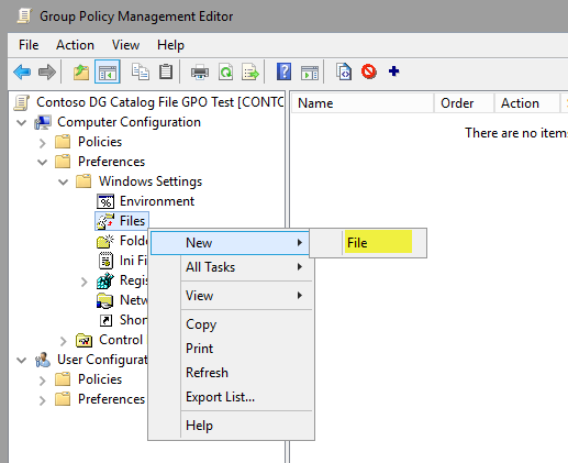 Group Policy Management Editor, New File