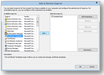 Add Certificate Templates snap-in