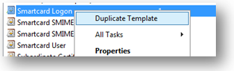 Duplicating the Smartcard Logon template