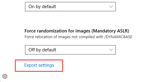 Highlight of the Export Settings option