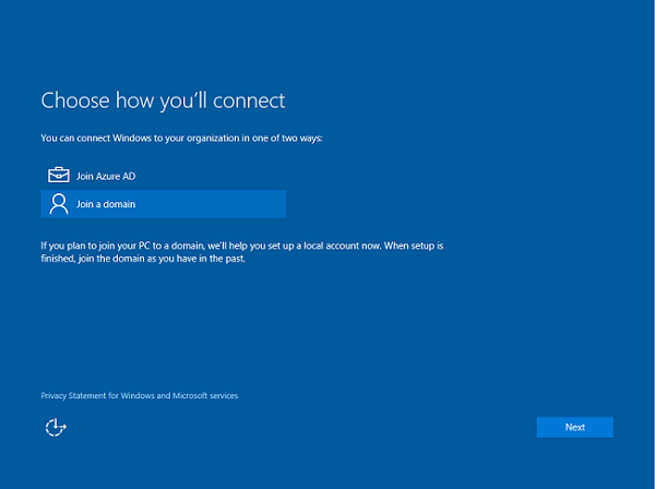 select domain or azure-ad