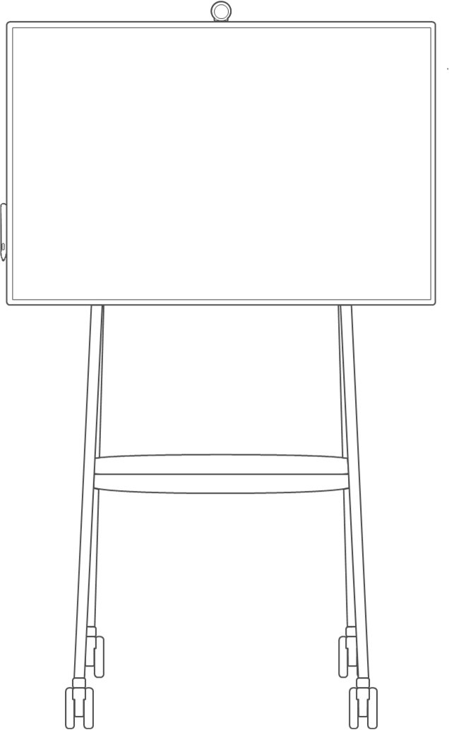 The Surface Hub unit and mobile stand.
