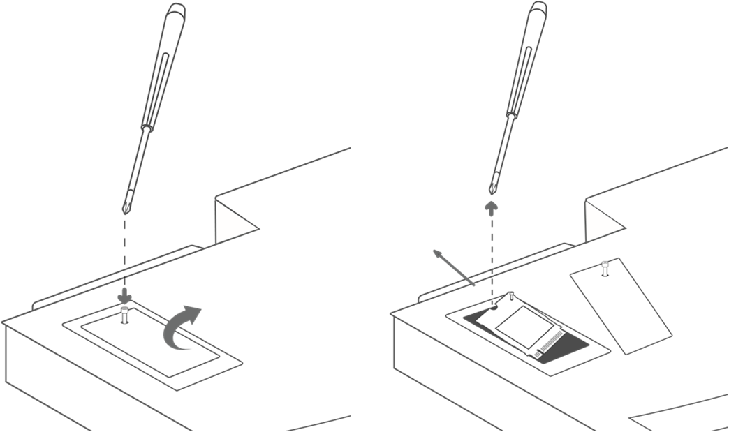 Remove the cover screw and the cover from the Compute Cartridge, and then remove the solid state drive (SSD).