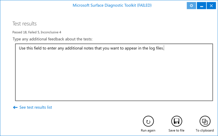 Window that shows where you can add notes to a log file