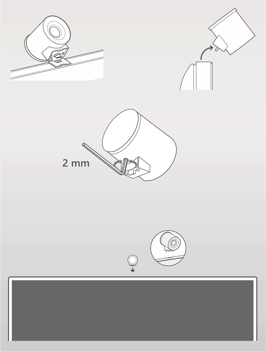 Unplug the old camera from the unit. If needed, use the allen wrench to adjust the new camera. Plug the new camera into the unit.
