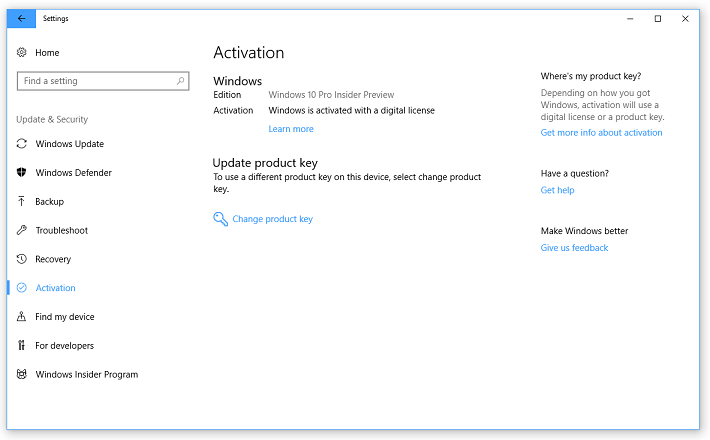 Windows 10 Pro activated