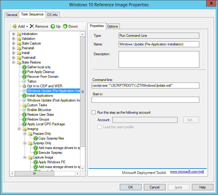 Enable Windows Update in the reference image task sequence