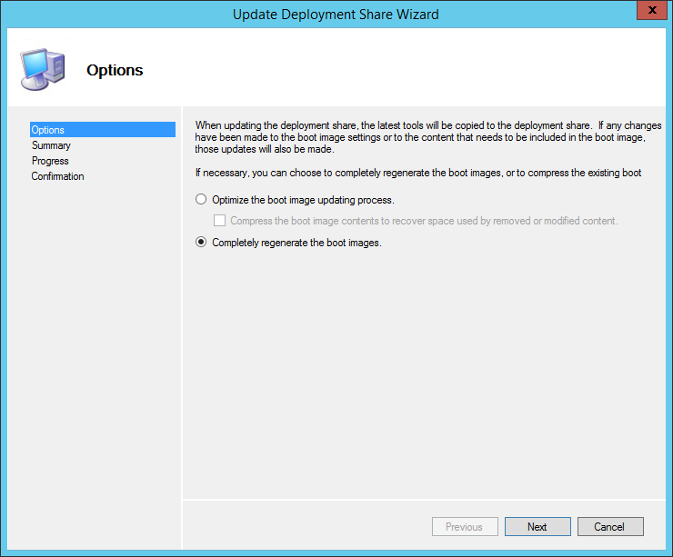 Generate boot images with the Update Deployment Share Wizard