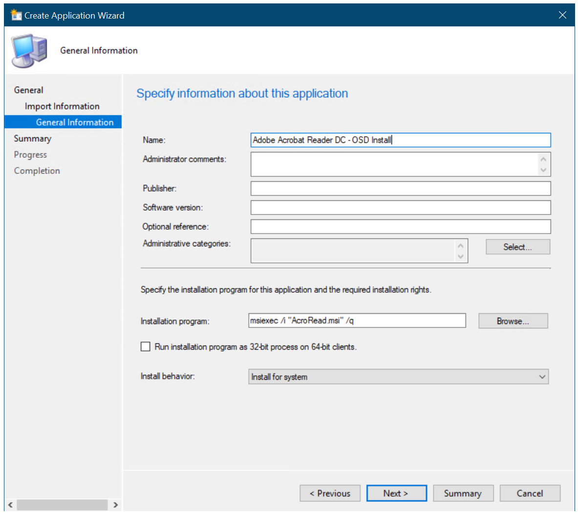 Add the OSD Install suffix to the application name