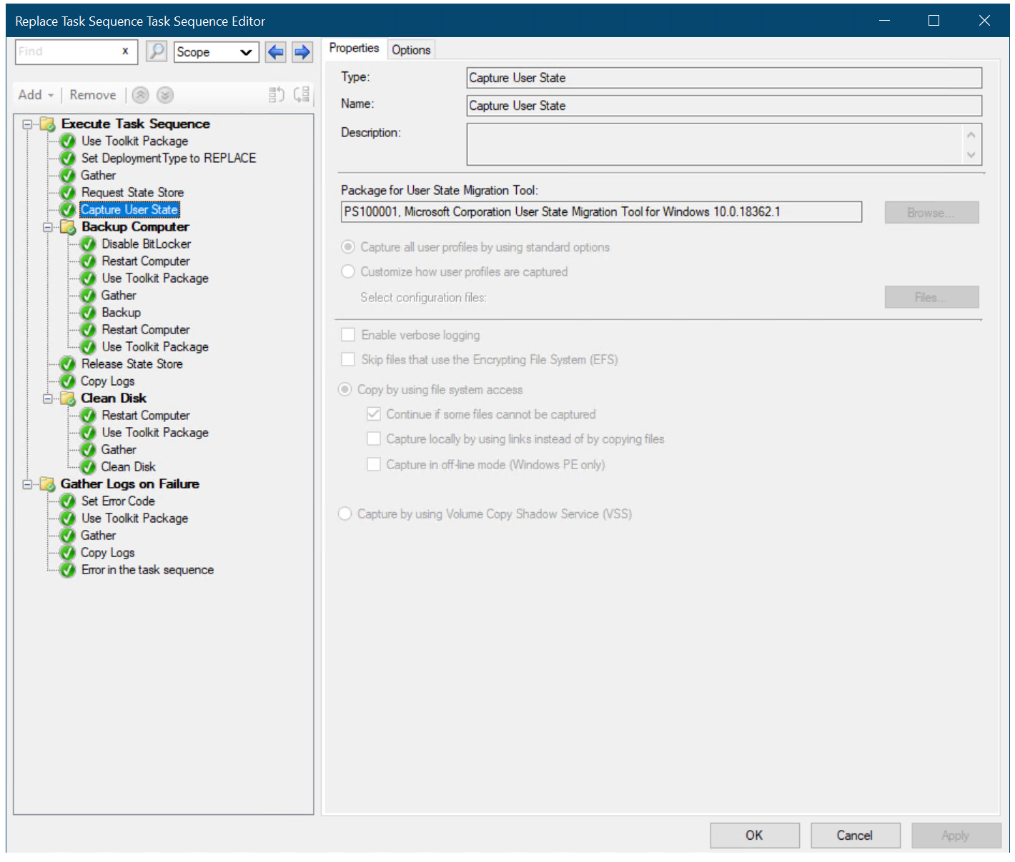 The back-up only task sequence