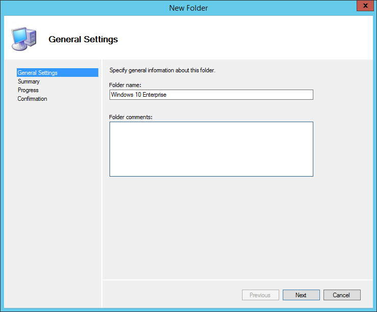 Create a new folder on the New Folder page