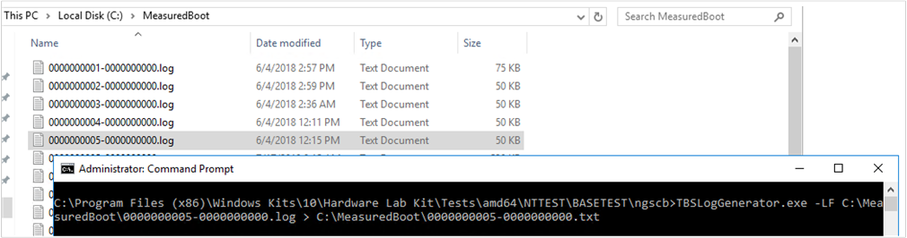Command Prompt window that shows an example of how to use TBSLogGenerator