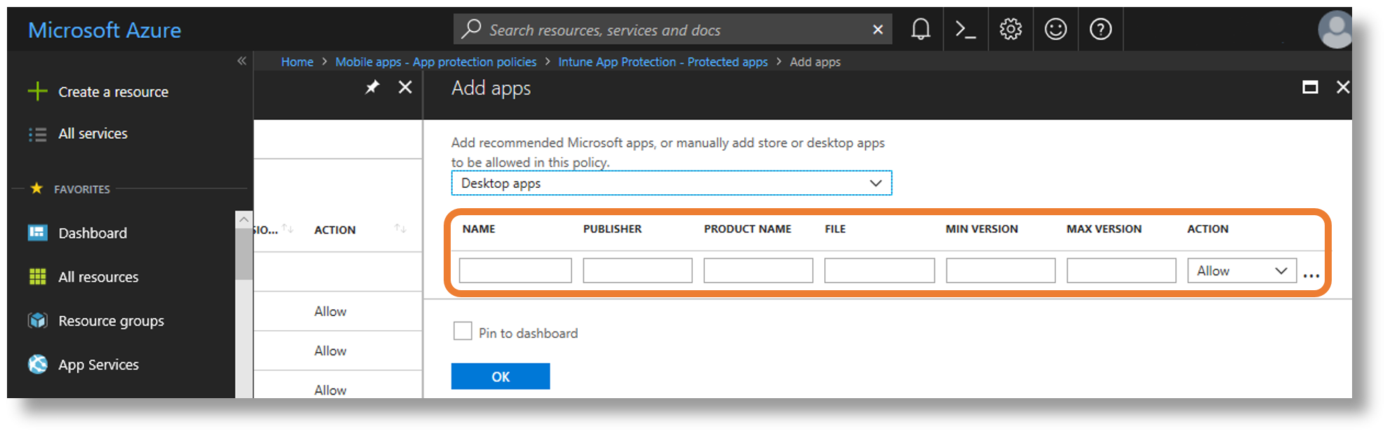 View of Add Apps app info entry boxes