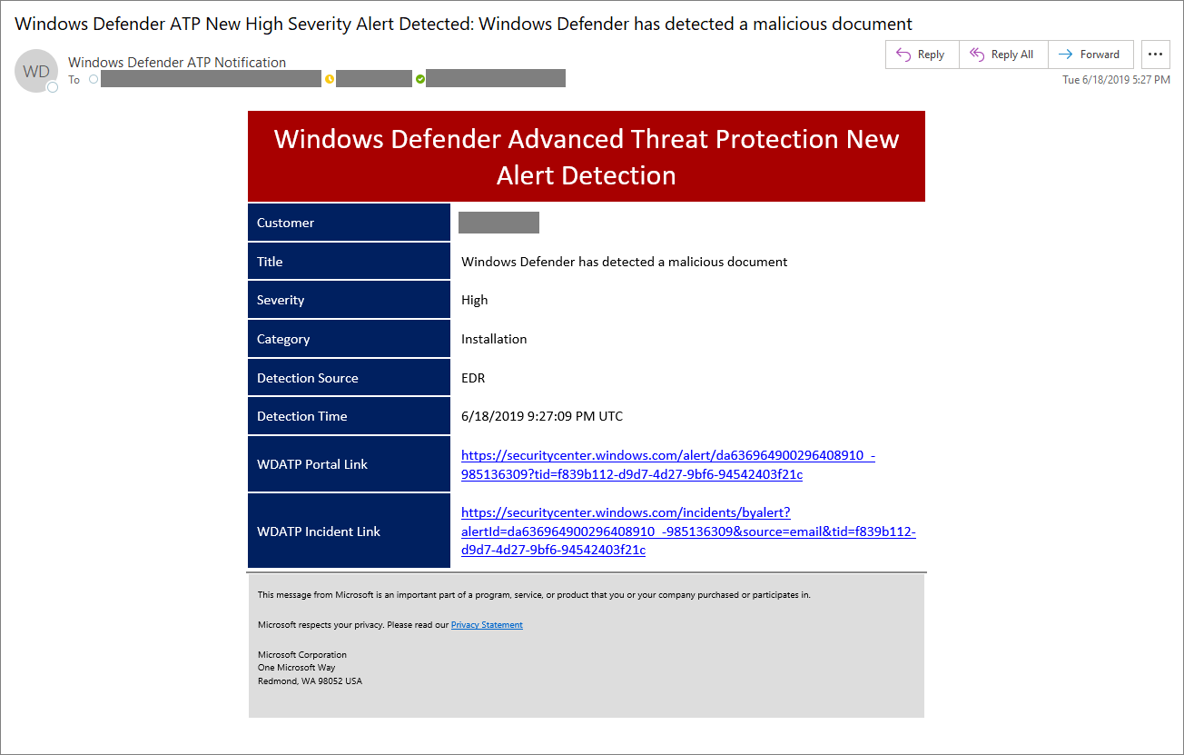 Image of example email notification