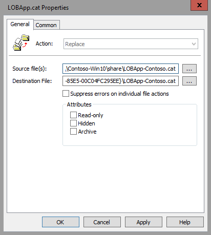 File Properties, Replace option