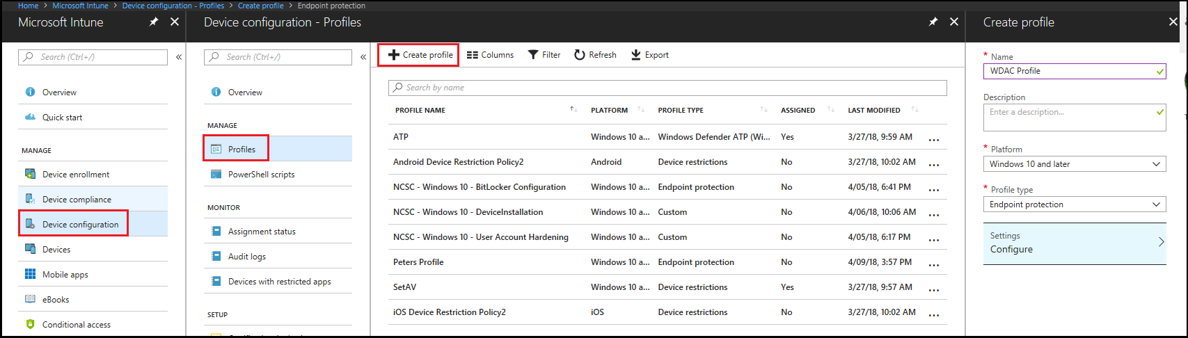 Configure profile
