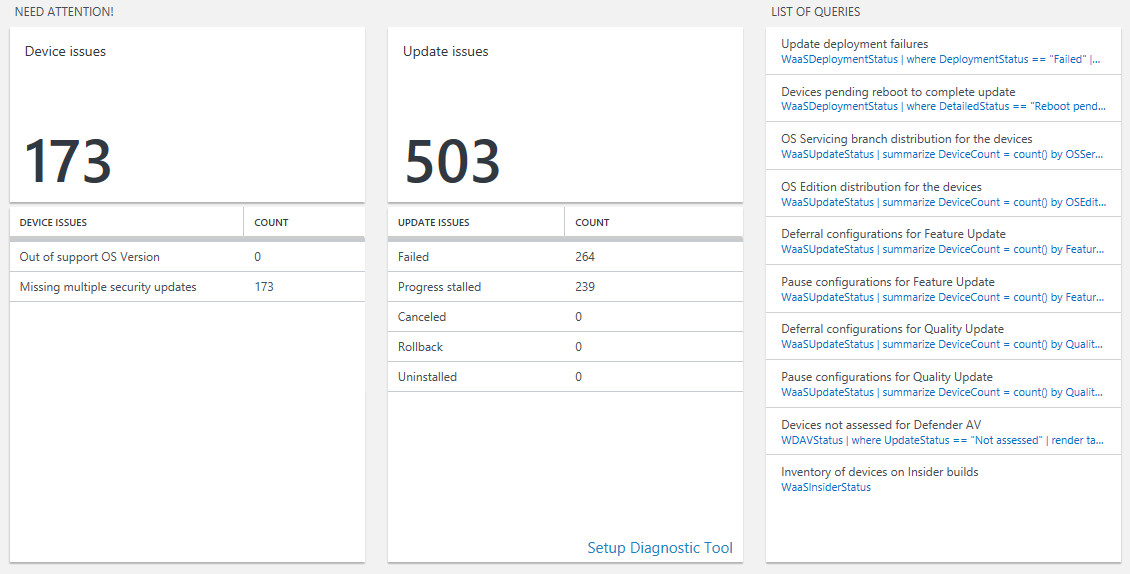 Update Compliance workspace view.