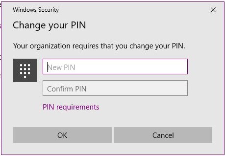 Reset PIN prompt