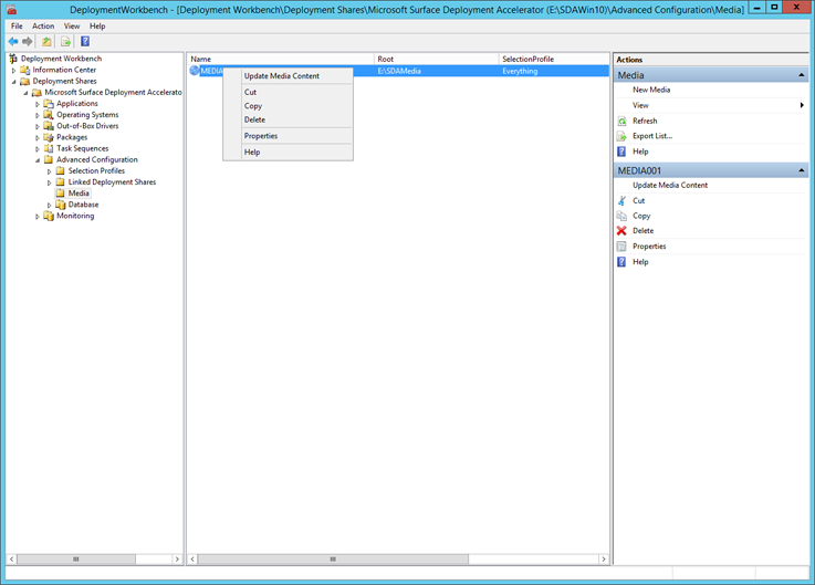 Select the Update Media Content option