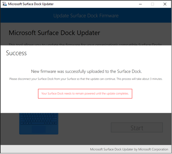 Screen showing successful upload