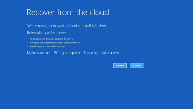 Screenshot of Reinstall
