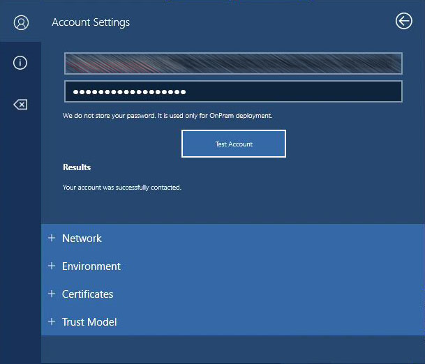 Screenshot of  Test Account