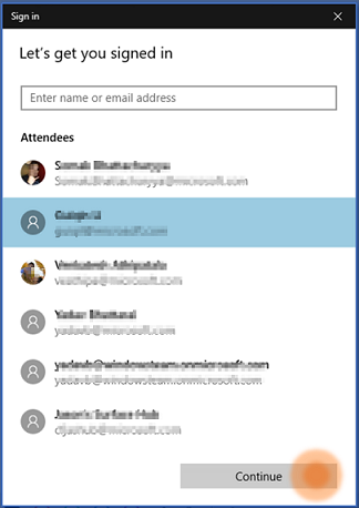 screenshot of list of attendees in a meeting