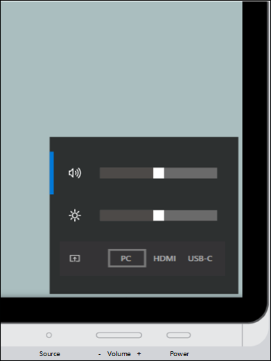 Surface Hub 2S on-screen display