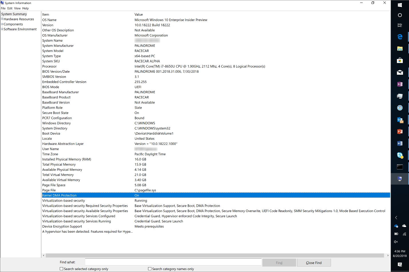 Kernel DMA protection
