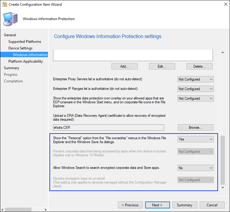 Create Configuration Item wizard, Choose any additional, optional settings