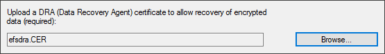 Create Configuration Item wizard, Add a data recovery agent (DRA) certificate