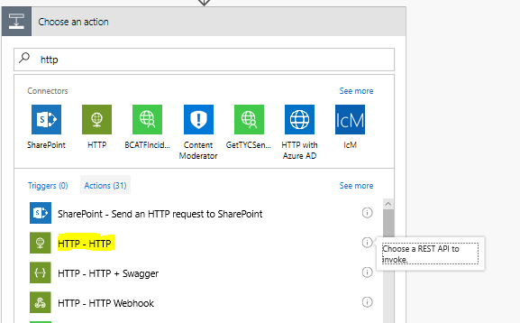 Image of MsFlow choose an action