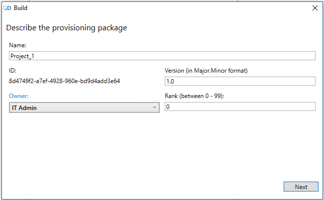 enter package information
