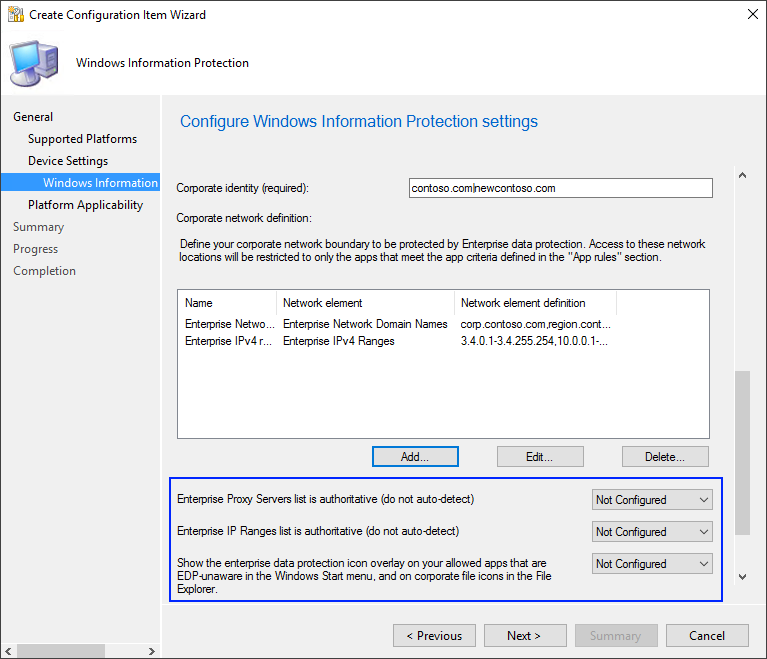 Create Configuration Item wizard, Add whether to search for additional network settings