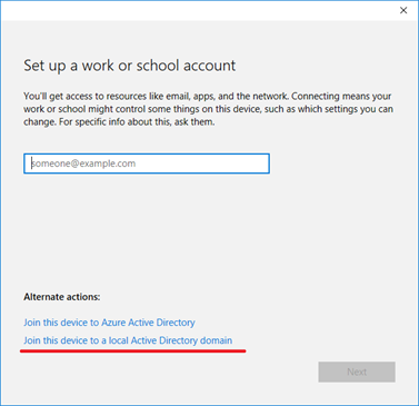 join account to active directory domain.