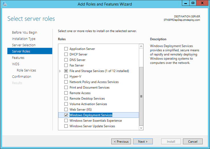 Install the Windows Deployment Services role