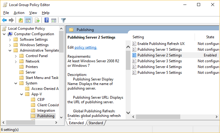 Group Policy editor