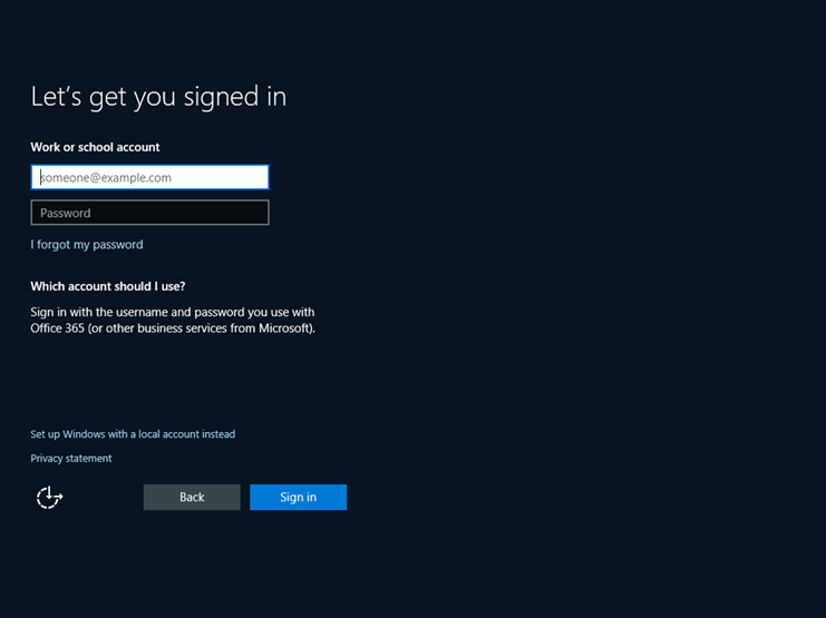 Image showing account log in info.