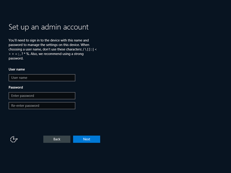Image showing Set up an admin account page.