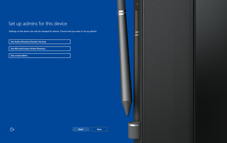 Image showing Set up admins for this device page.