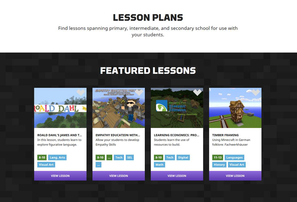 Access and adapt over 300 Minecraft lesson plans