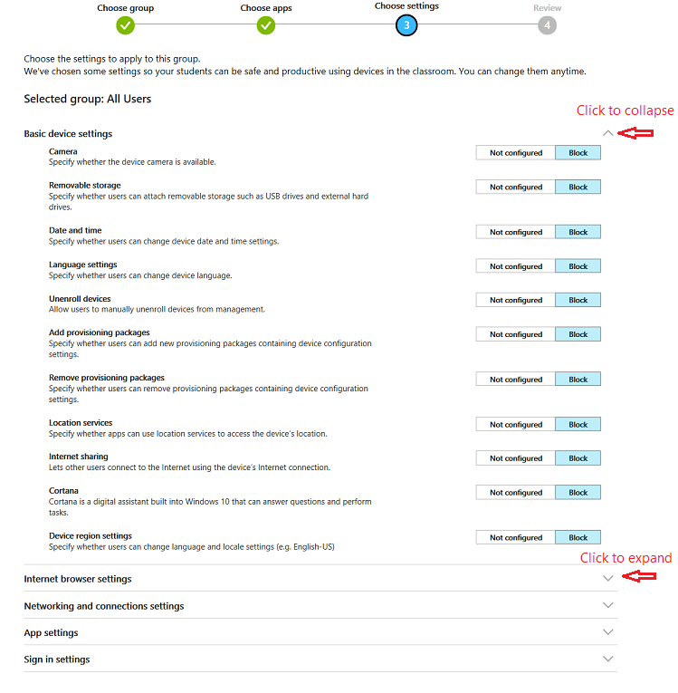 Expand the settings group to get more info