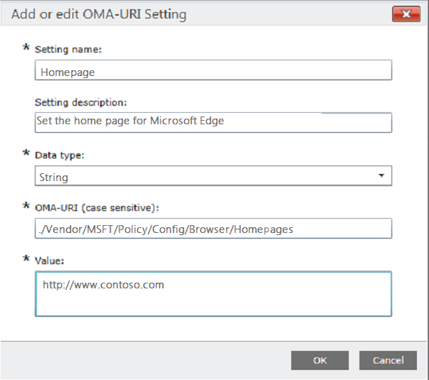 example of OMA URI form