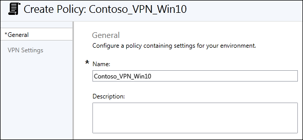 Microsoft Intune: Fill in the required Name and optional Description for your policy