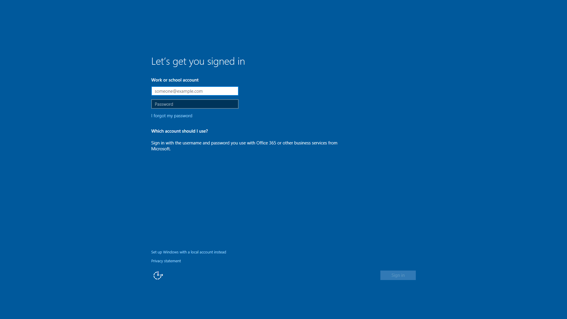Image showing account log in info.