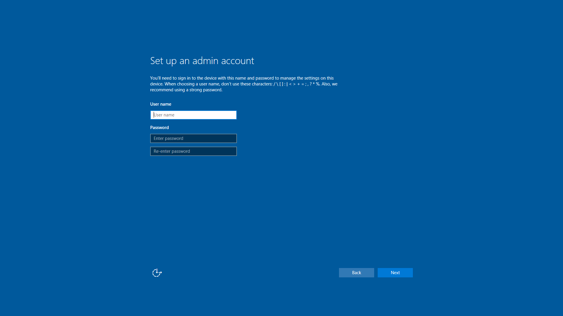 Image showing Set up an admin account page.