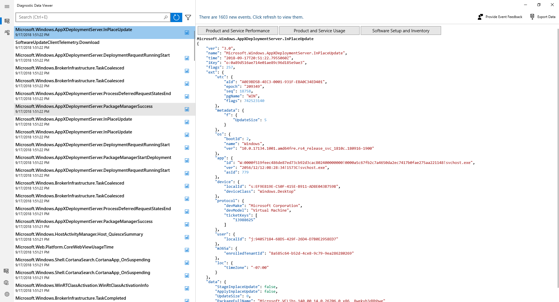 View your diagnostic events