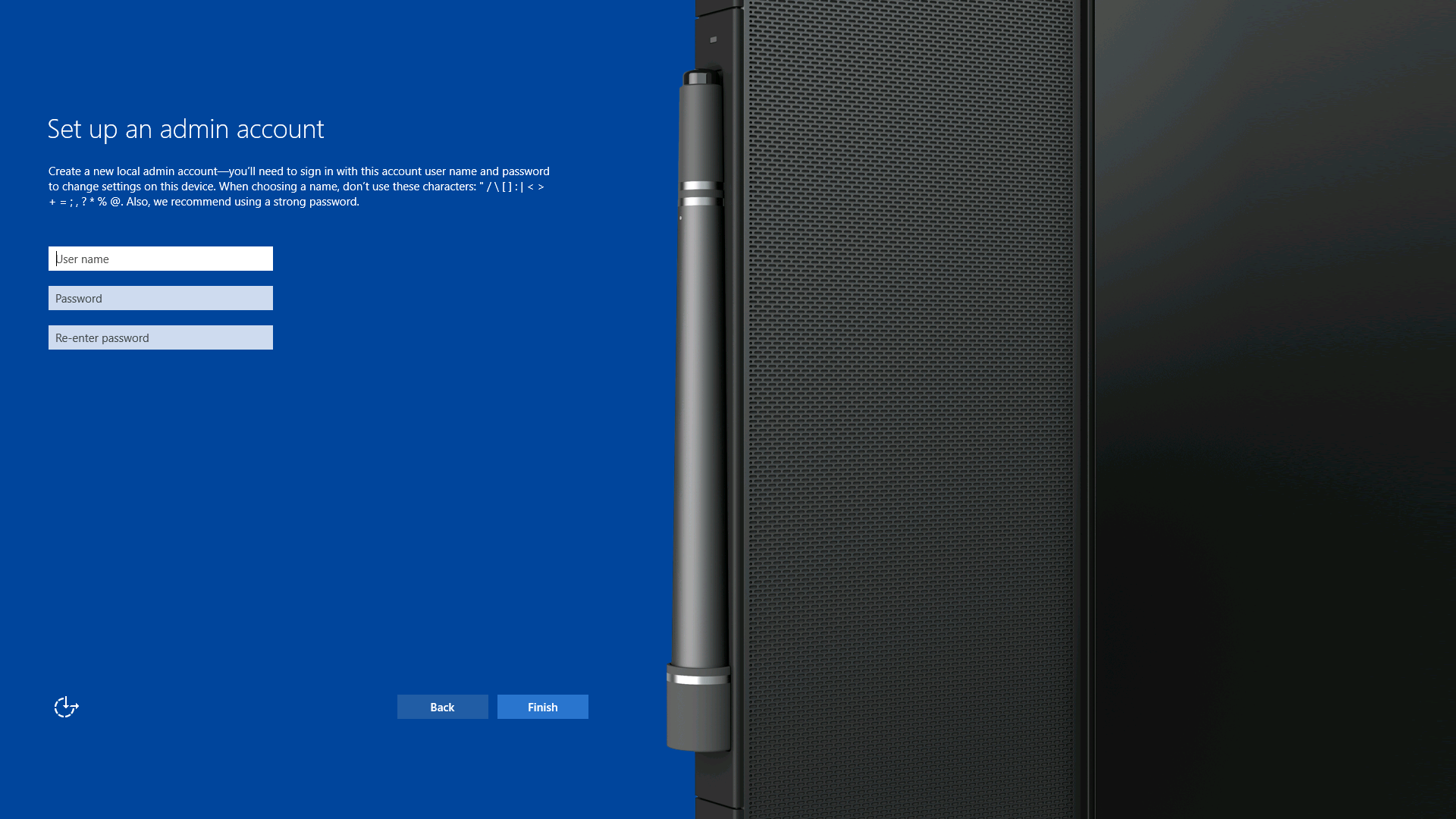 Image showing Set up an admin account for local admin.